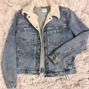 Denim Jacket with Sherpa Lined Collar